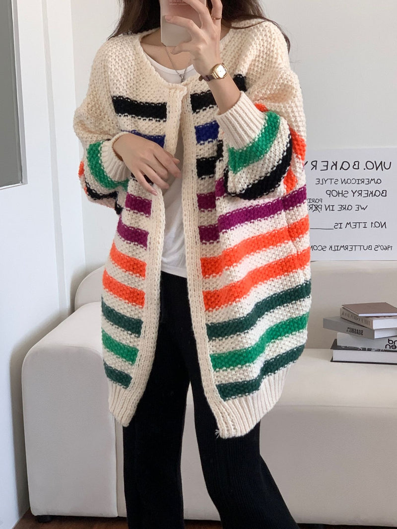 Koreanische bunte Strickjacke