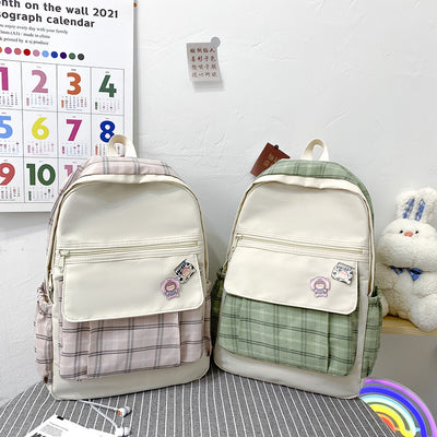 Koreanischer karierter Schulrucksack