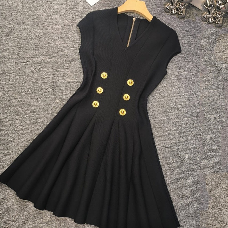 Robe Tricotée Zippée à Taille Haute