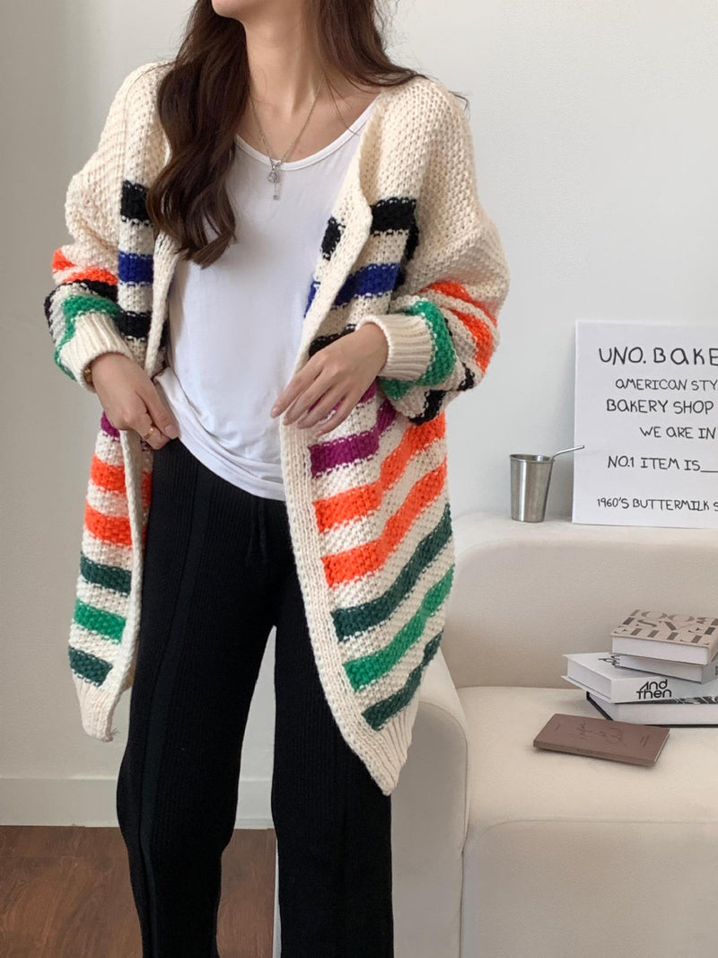 Koreanische bunte Strickjacke