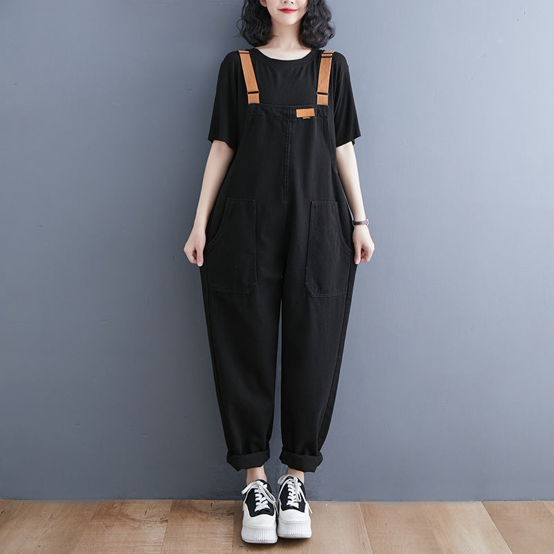 Koreanische weite Denim-Overalls