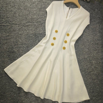 Robe Tricotée Zippée à Taille Haute