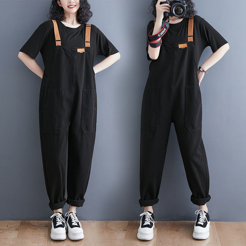 Koreanische weite Denim-Overalls