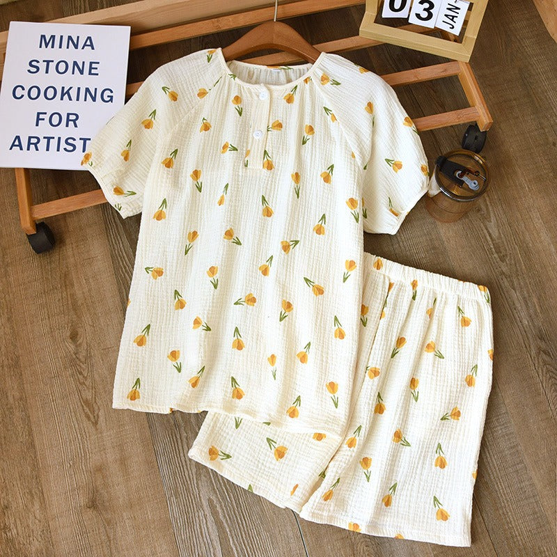 Damen-Pyjama-Set aus koreanischen Baumwollshorts und Oberteil