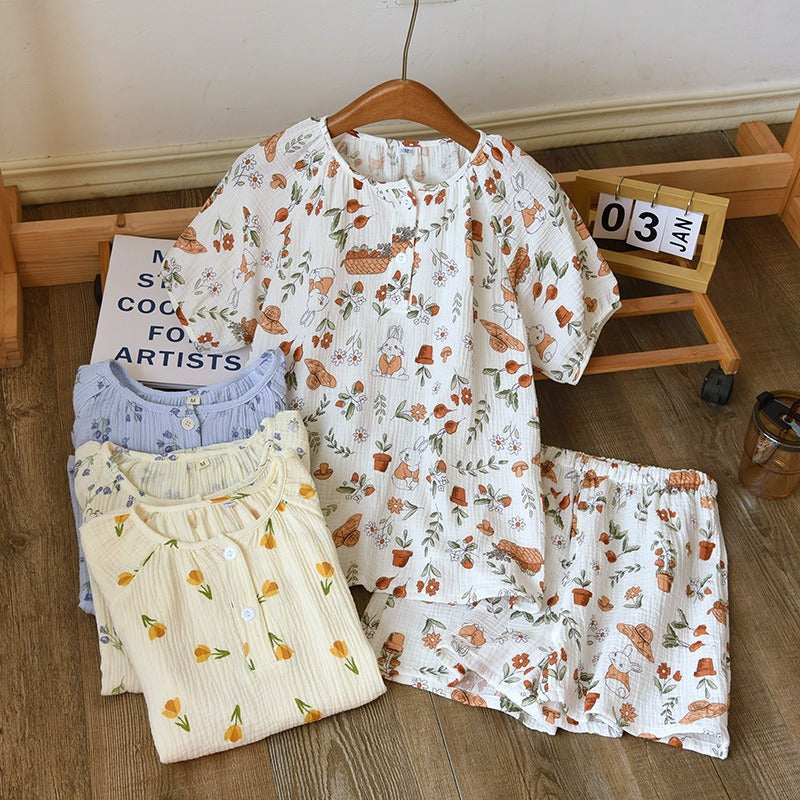 Damen-Pyjama-Set aus koreanischen Baumwollshorts und Oberteil