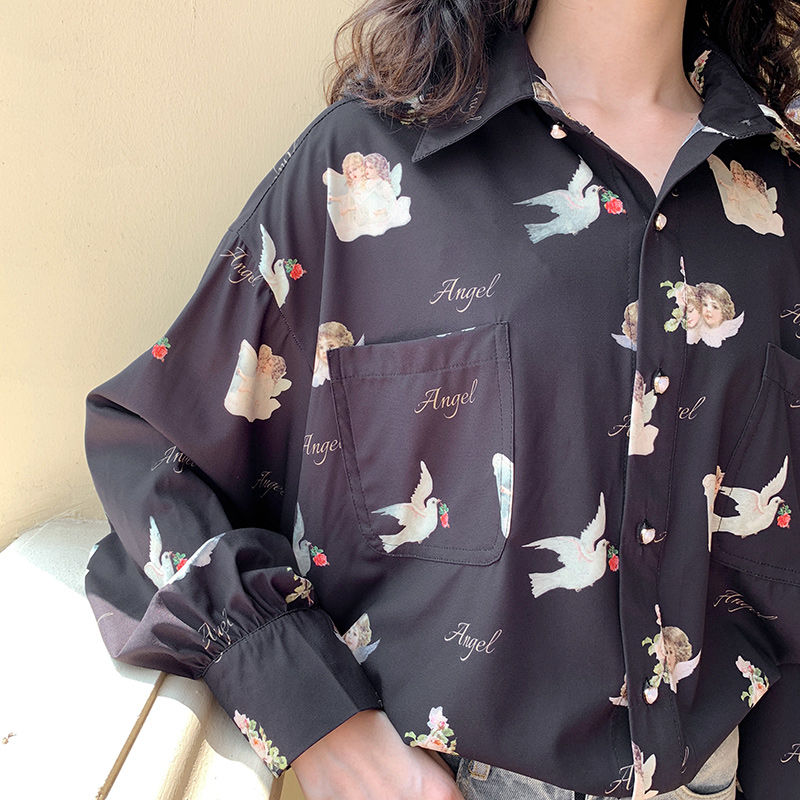 Koreanische Vintage-Bluse für Damen