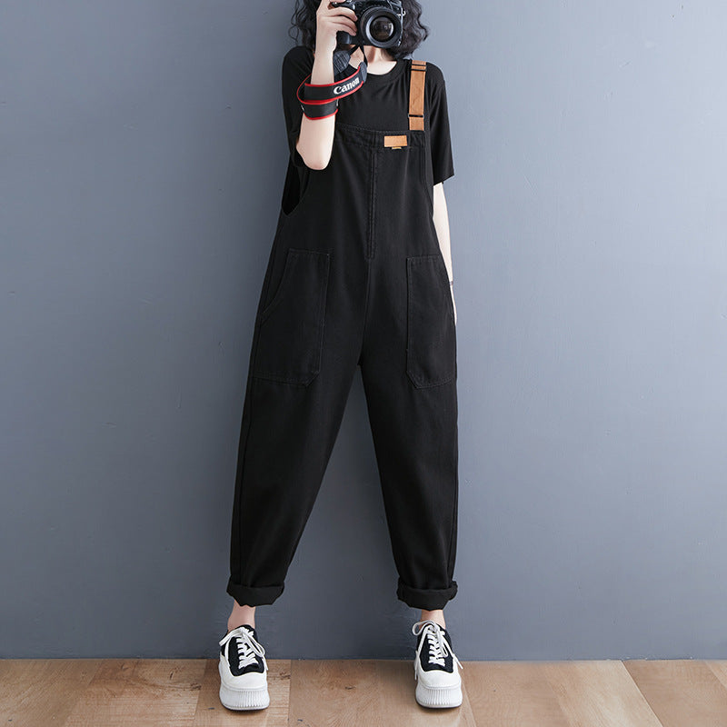 Koreanische weite Denim-Overalls