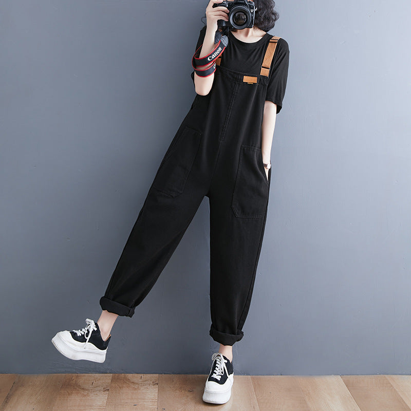 Koreanische weite Denim-Overalls