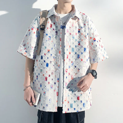 Chemise Tendance à Carreaux Effet Patchwork