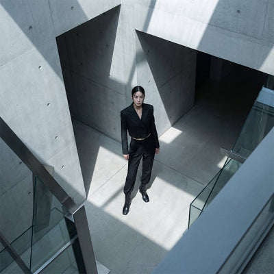 Blazer rayé noir femme, coupe droite, mode coréenne élégante - Koreanxwear