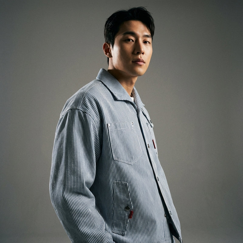 Veste rayée bleue homme style coréen décontracté Koreanxwear - Taille L