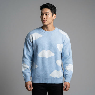 Pull Coréen femme Color Block col rond épaules tombantes - Mode Koreanxwear - Taille L