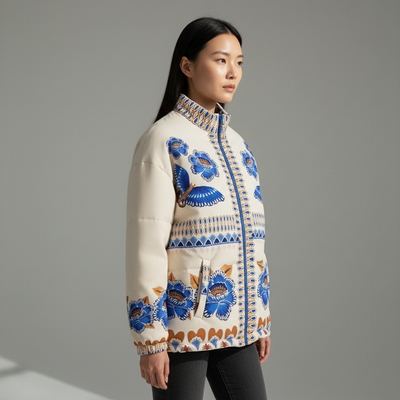 Dicke Koreanische Vintage-Jacke für Damen