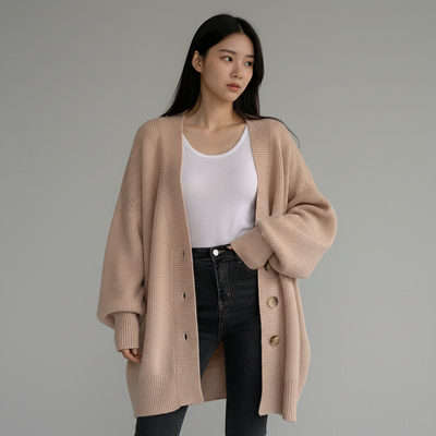 Cardigan Tricoté Coréen Femme