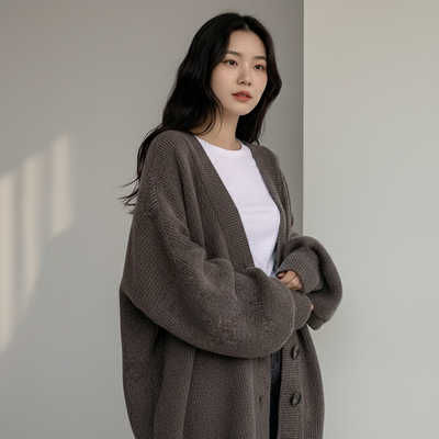 Cardigan Tricoté Coréen Femme