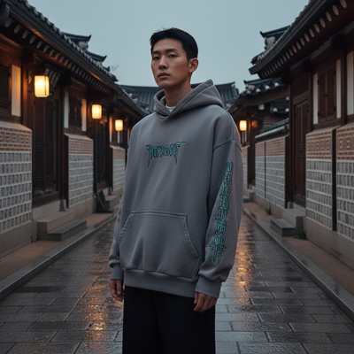 Koreanischer Bestickter Kapuzenpullover für Herren