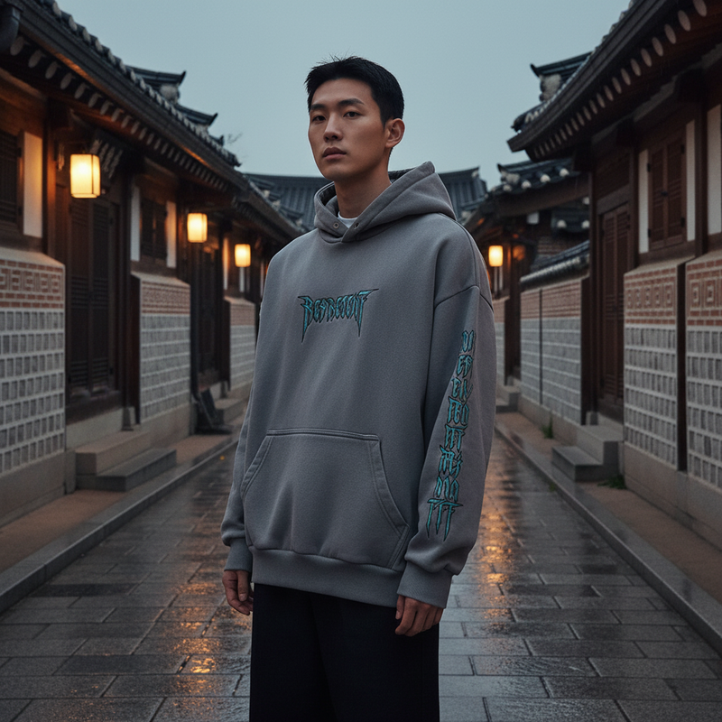 Koreanischer Bestickter Kapuzenpullover für Herren