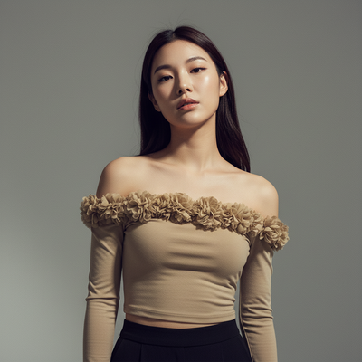 Koreanisches Off-Shoulder T-Shirt