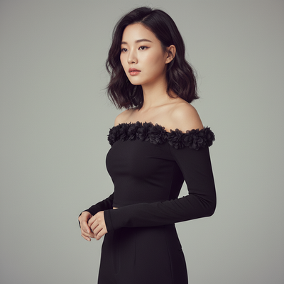 Koreanisches Off-Shoulder T-Shirt