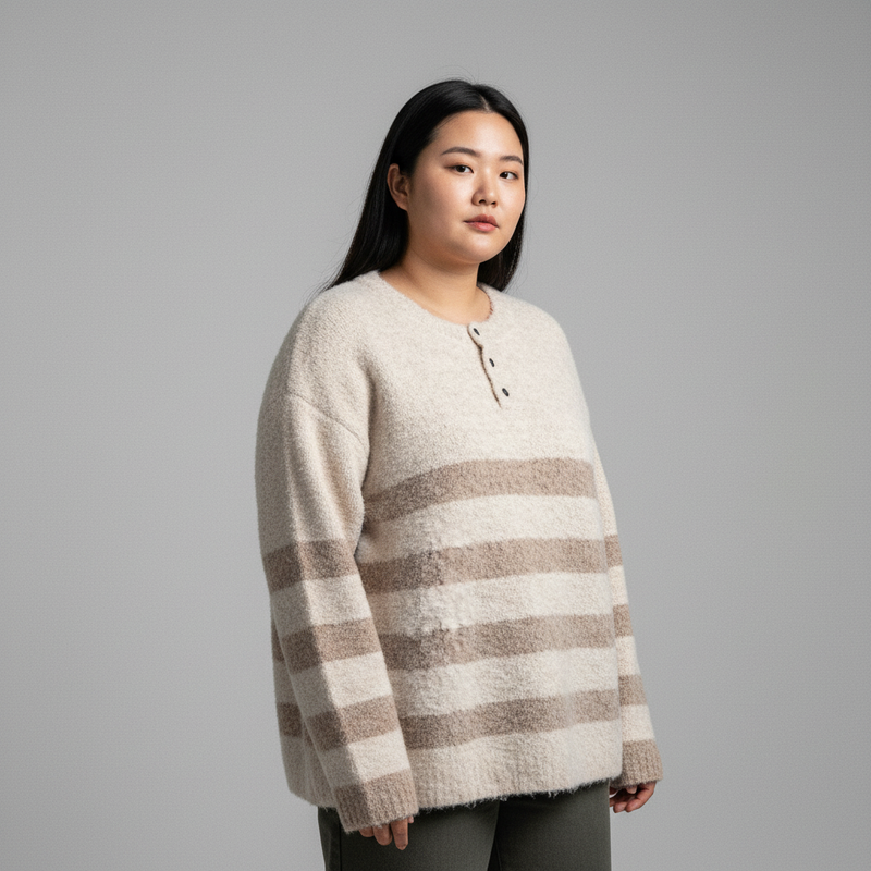 Gestrickter gestreifter koreanischer Pullover