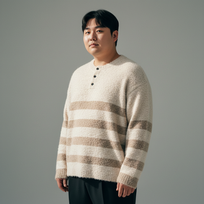 Gestrickter gestreifter koreanischer Pullover