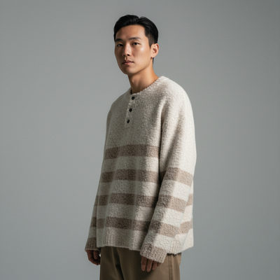 Gestrickter gestreifter koreanischer Pullover