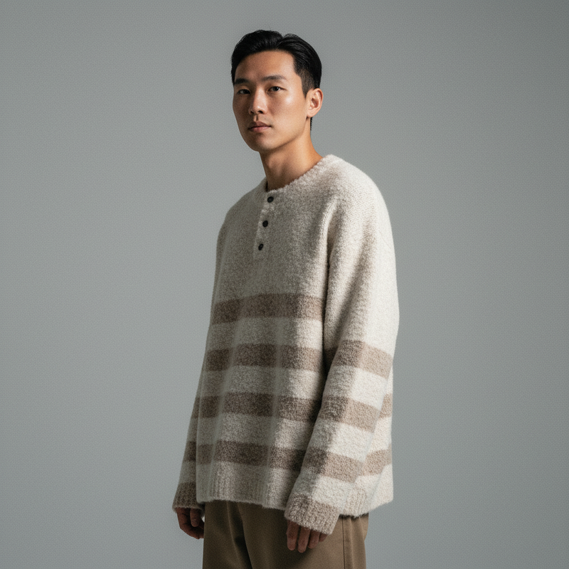 Gestrickter gestreifter koreanischer Pullover