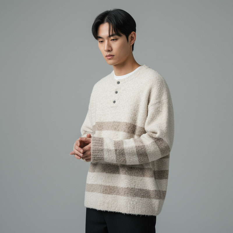 Gestrickter gestreifter koreanischer Pullover