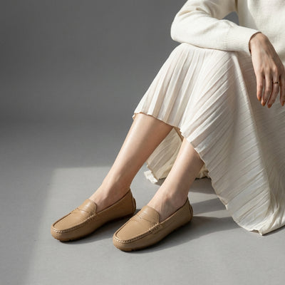 Chaussures plates coréennes femme en cuir véritable, décontractées et élégantes. Idéales pour un look moderne. - Taille 39