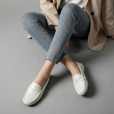 Chaussures plates coréennes femme en cuir véritable, décontractées et élégantes. Idéales pour un look moderne. - Taille 37