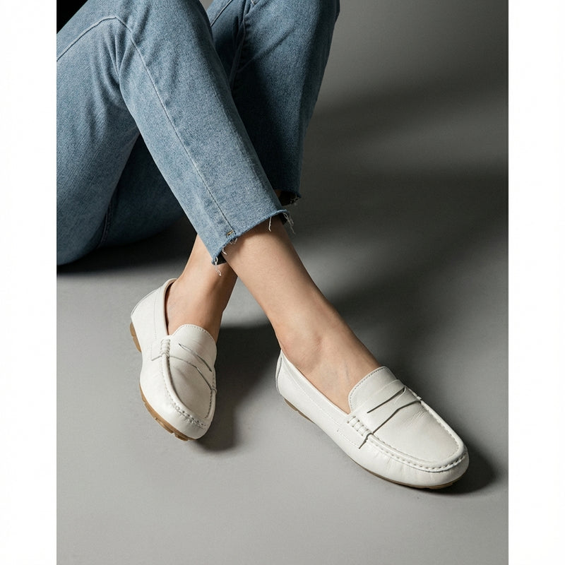Chaussures plates coréennes femme en cuir véritable, décontractées et élégantes. Idéales pour un look moderne. - Taille 40
