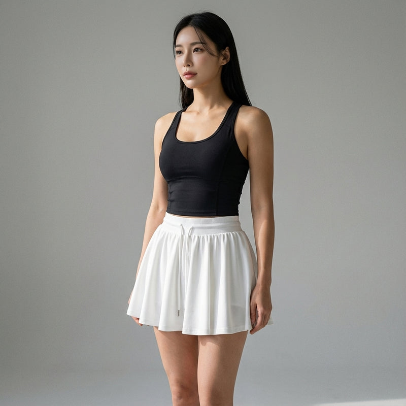 Jupe sport femme coréenne taille haute amincissante noir - Koreanxwear - Taille M