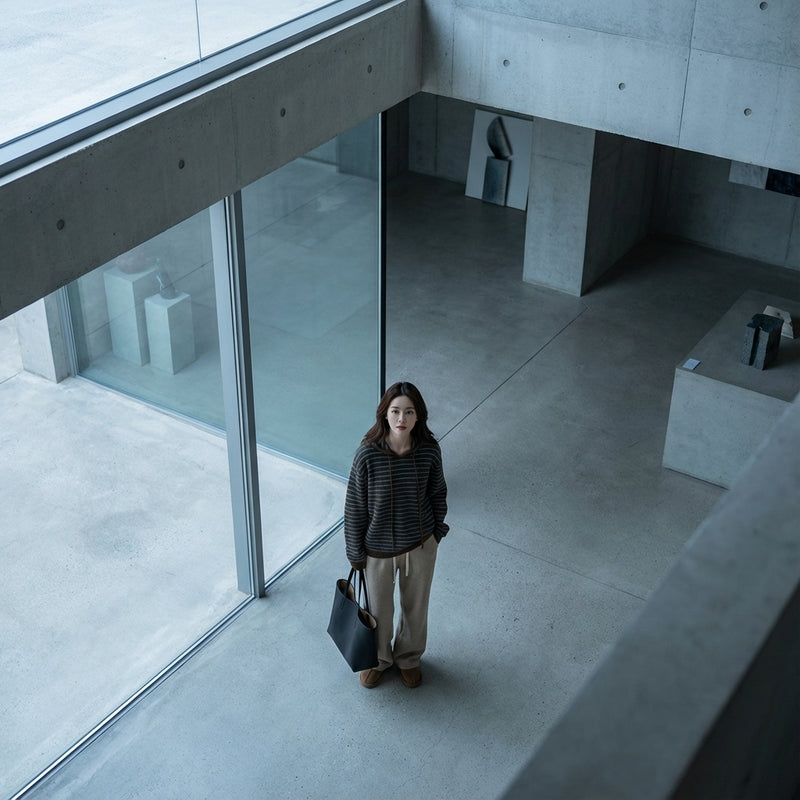 Pull tricoté rayé à capuche femme coréen - Confort et style décontracté Koreanxwear