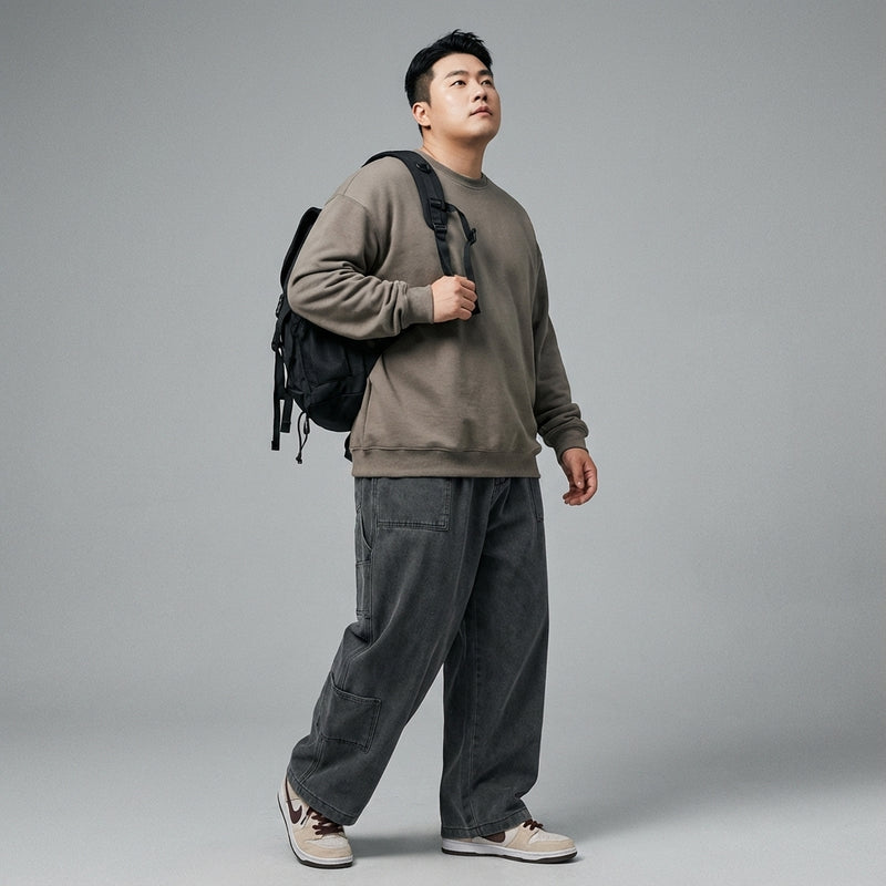 Jeans droit homme coupe ample et large - Mode Coréenne Streetwear Koreanxwear - Taille XL - Grande Taille