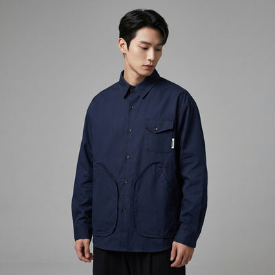 Chemise coréenne homme ample multi-poches en mélange de coton - Koreanxwear - Taille M