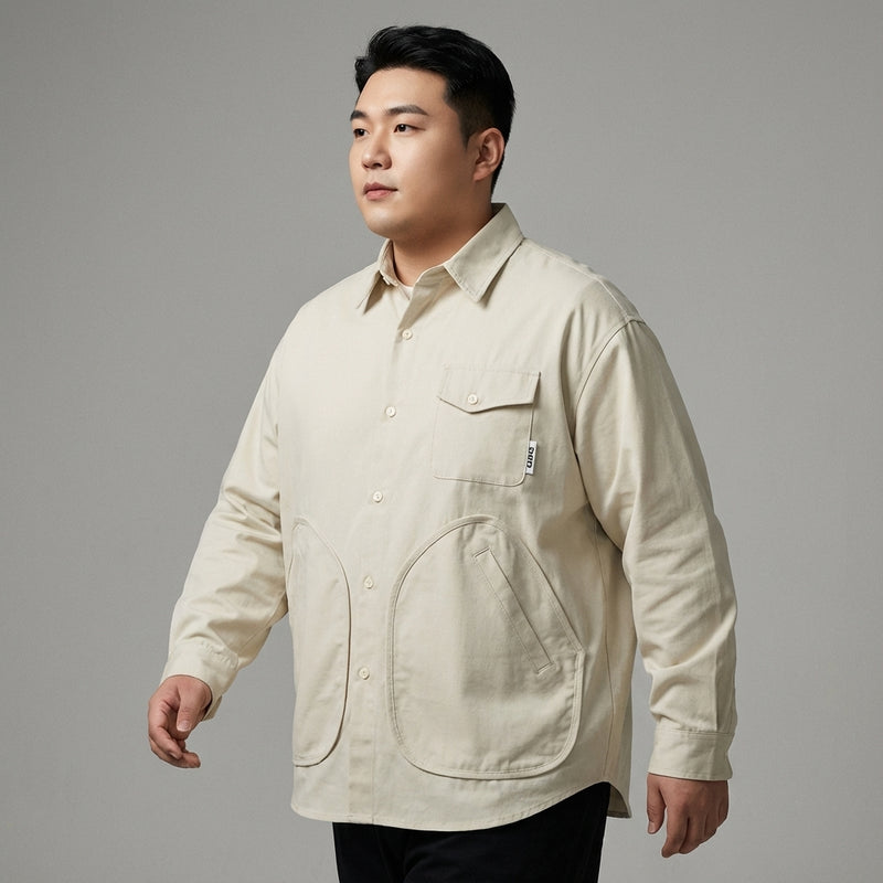 Chemise coréenne homme ample multi-poches en mélange de coton - Koreanxwear - Taille XL - Grande Taille