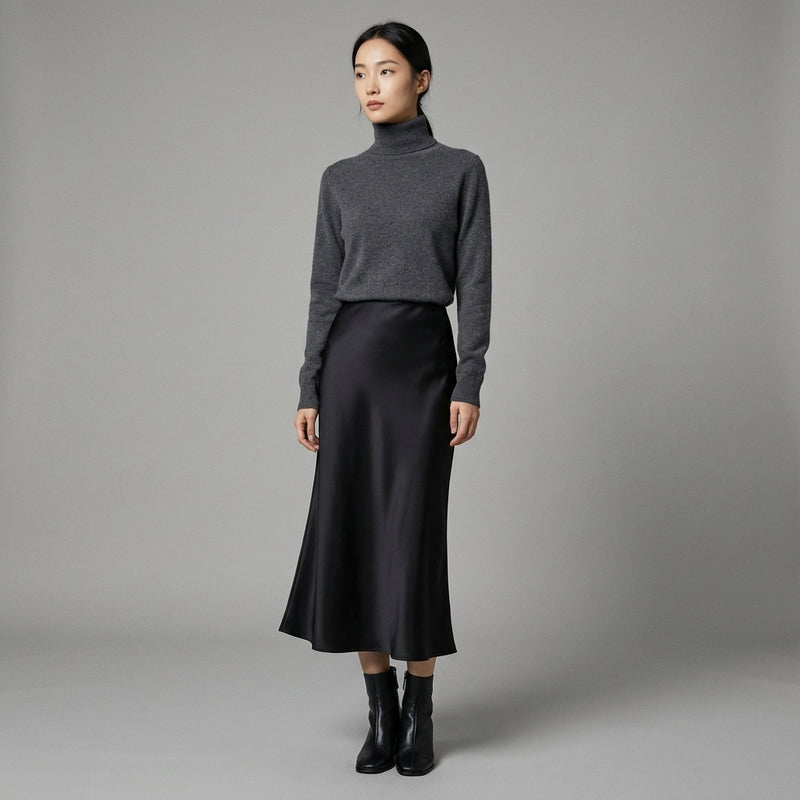 Jupe midi plissée taille haute pour femme - Mode Coréenne Koreanxwear - Taille S