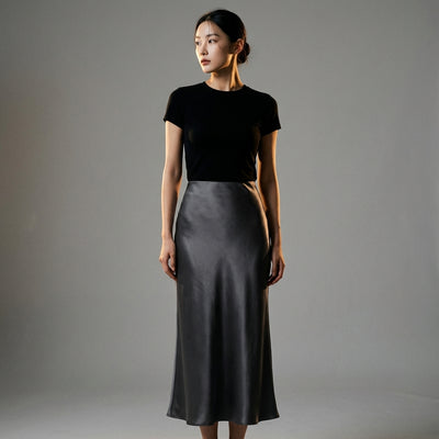 Jupe midi plissée taille haute pour femme - Mode Coréenne Koreanxwear - Taille L