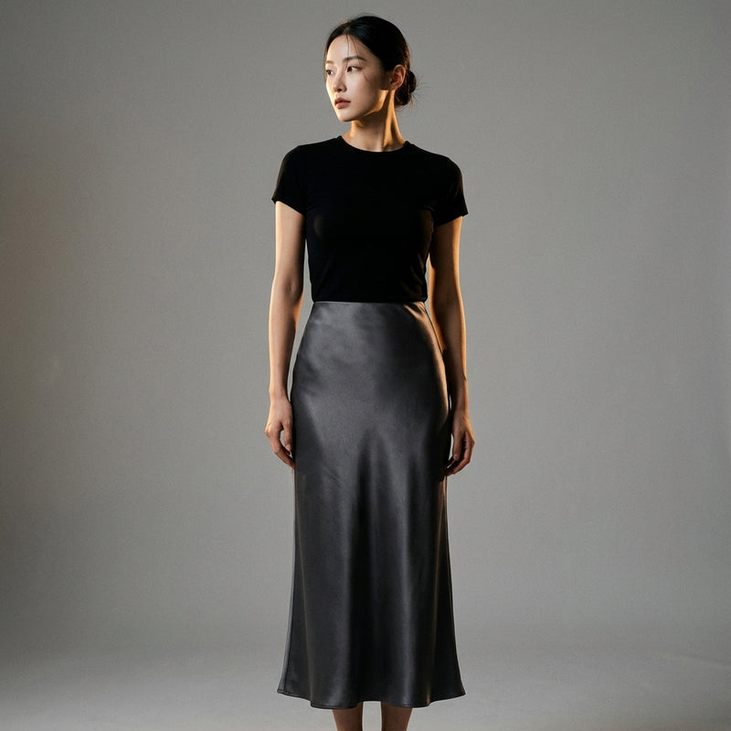 Jupe midi plissée taille haute pour femme - Mode Coréenne Koreanxwear - Taille L