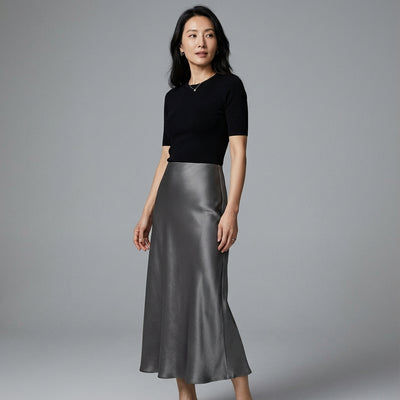 Jupe midi plissée taille haute pour femme - Mode Coréenne Koreanxwear - Taille M