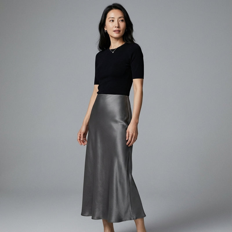 Jupe midi plissée taille haute pour femme - Mode Coréenne Koreanxwear - Taille M