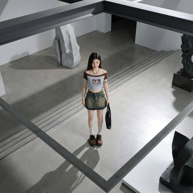 Mini-jupe en jean délavé femme coupe ajustée - Mode Coréenne Koreanxwear