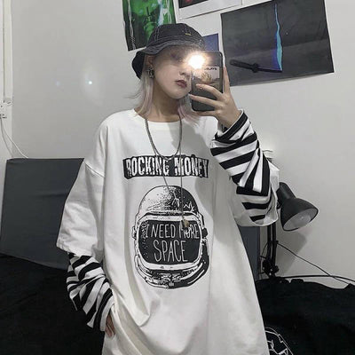 T Shirt Coréen Rocking Money Blanc