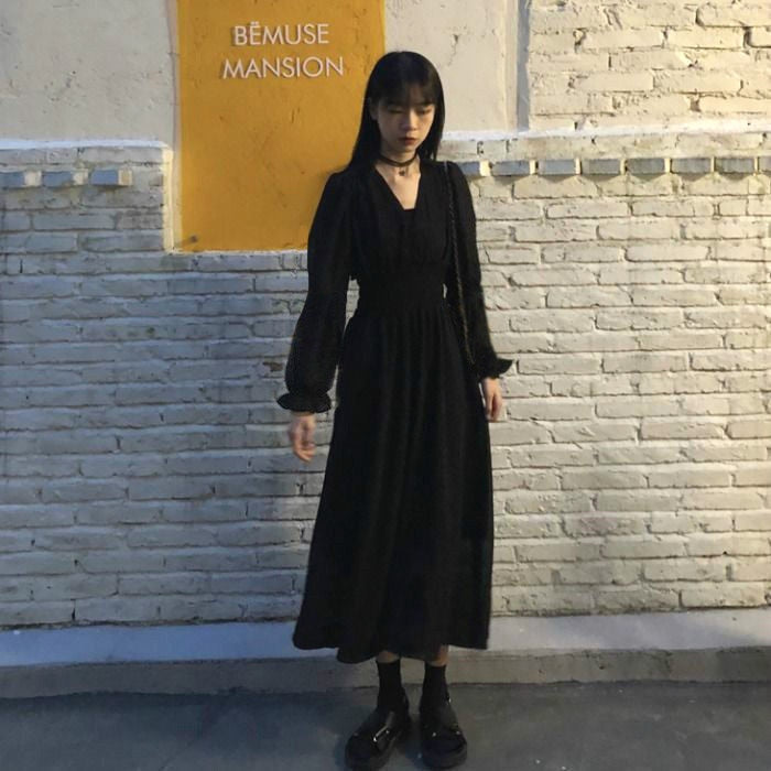 Robe coréenne noire - KoreanxWear