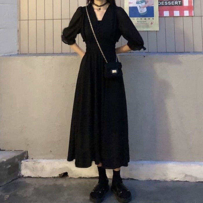 Robe coréenne noire - KoreanxWear