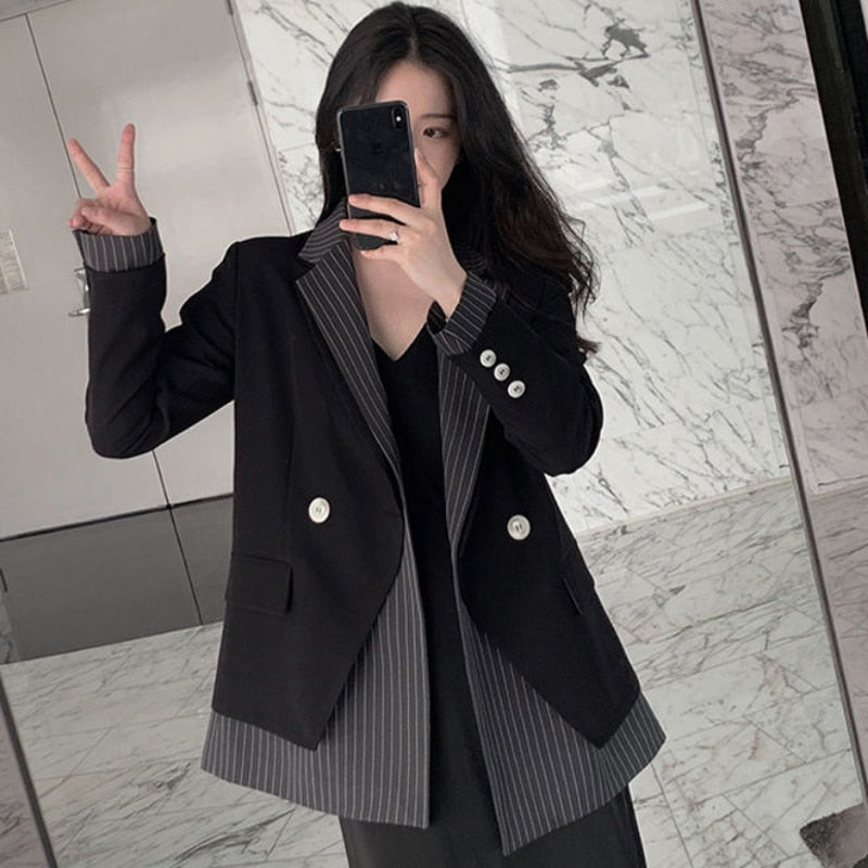 Blazer à rayures - KoreanxWear