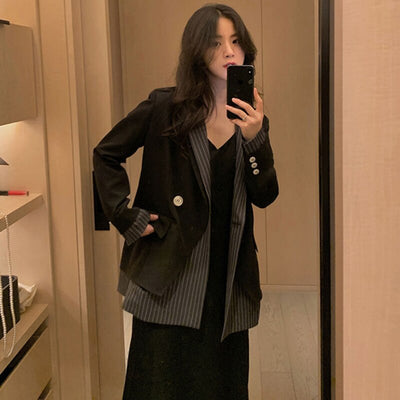 Blazer à rayures - KoreanxWear