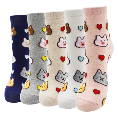 Lot de 5 paires de chaussettes amusantes - KoreanxWear