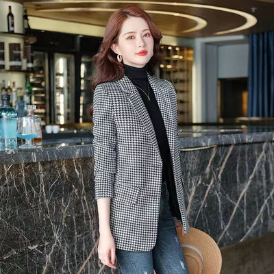 Blazer pied-de-poule coréen - KoreanxWear