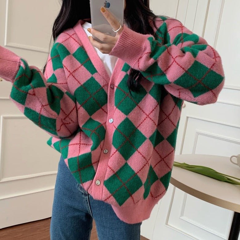 Cardigan coréen à carreaux - KoreanxWear